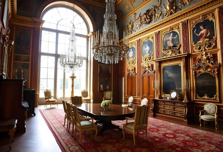 Sumptuous Style Golden and Mahogany Furniture in Versailles